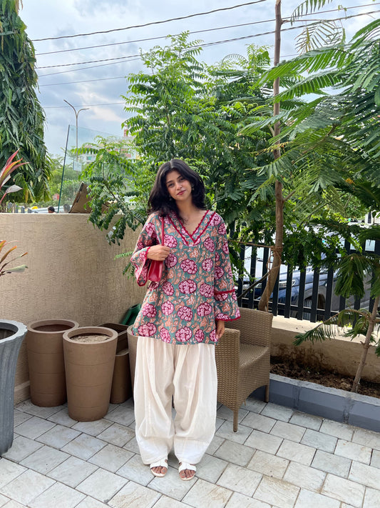 GUL hand block printed pure cotton farsi set