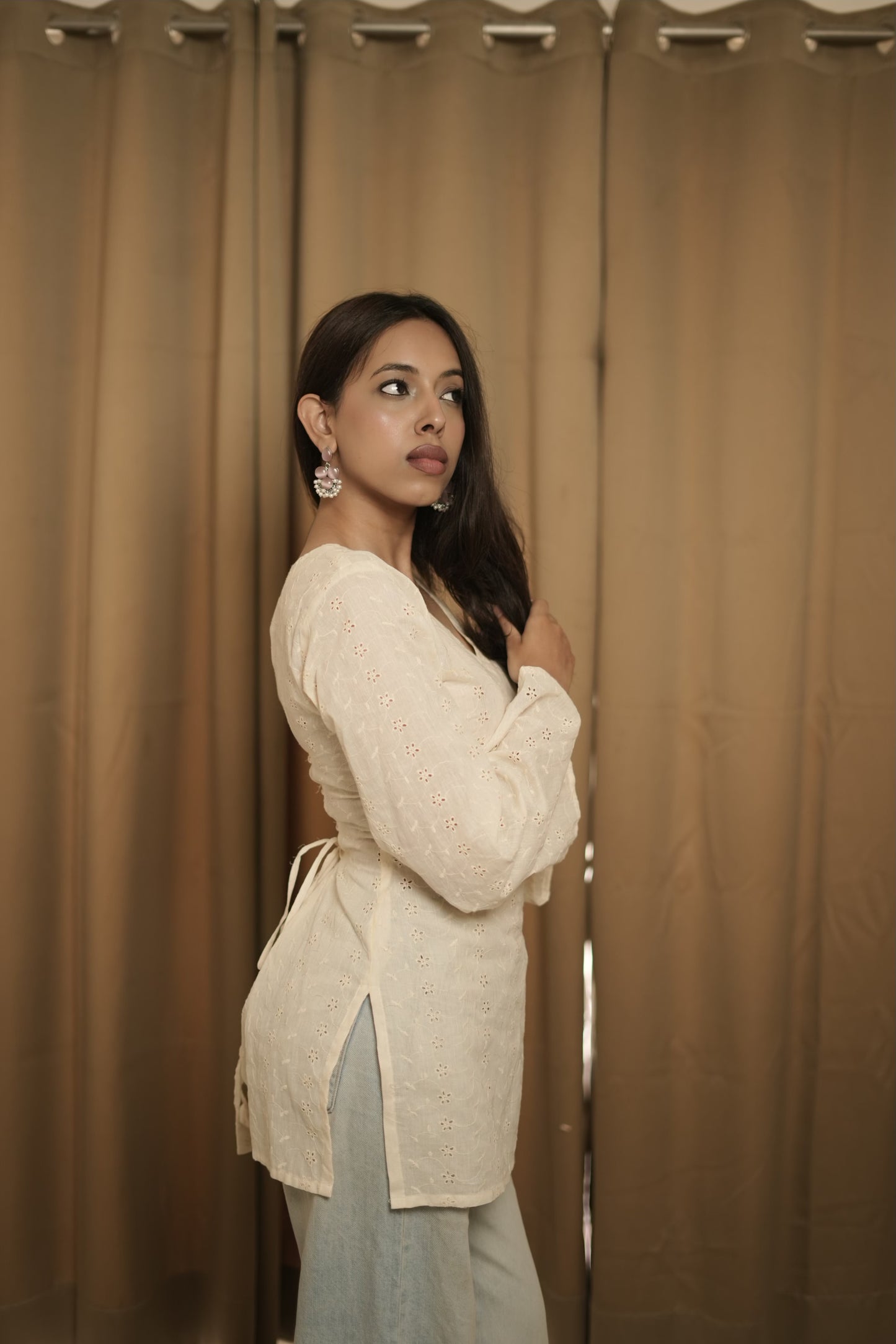 Saanjh chikankari off white corset Kurti