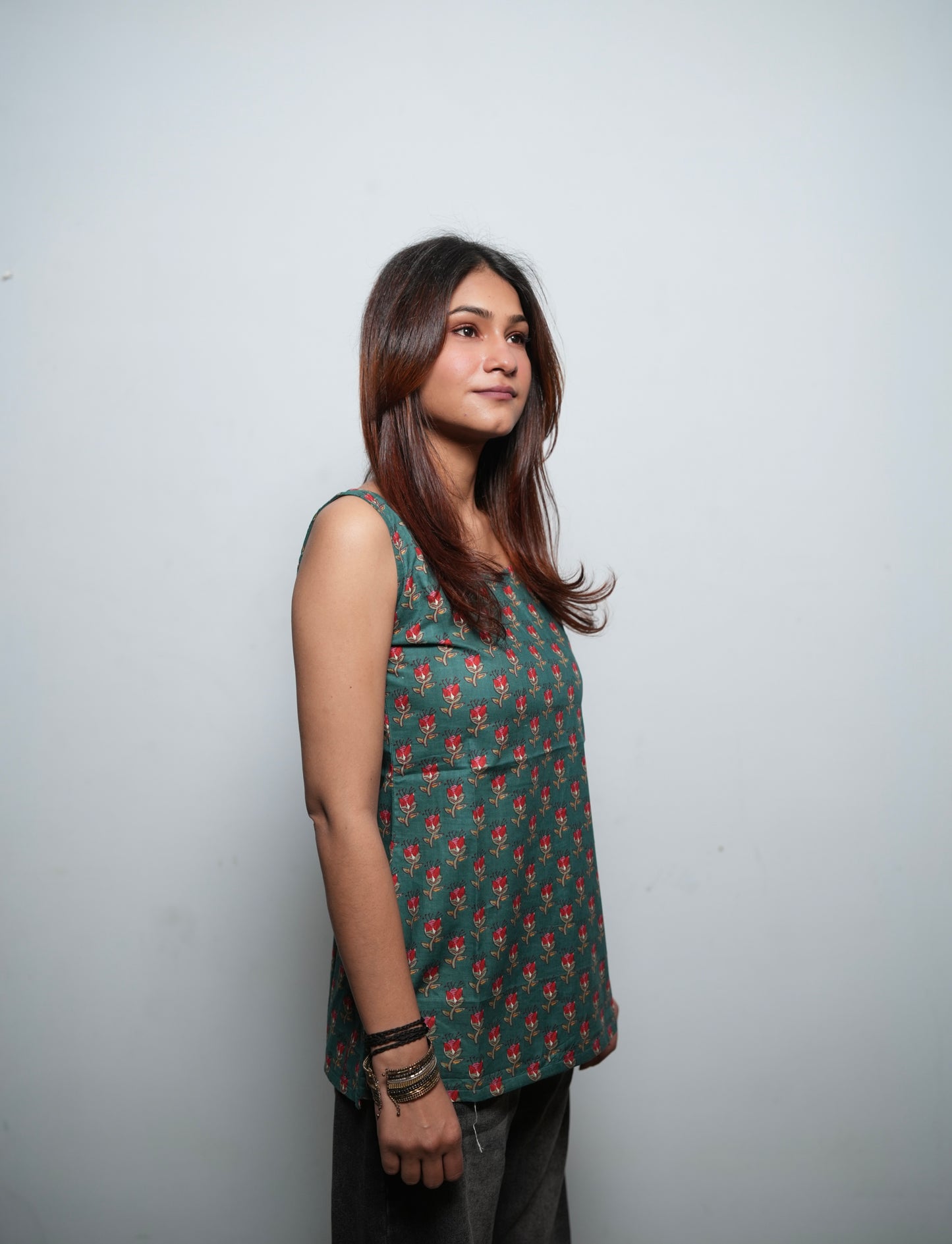 Chanda deep back short Kurti