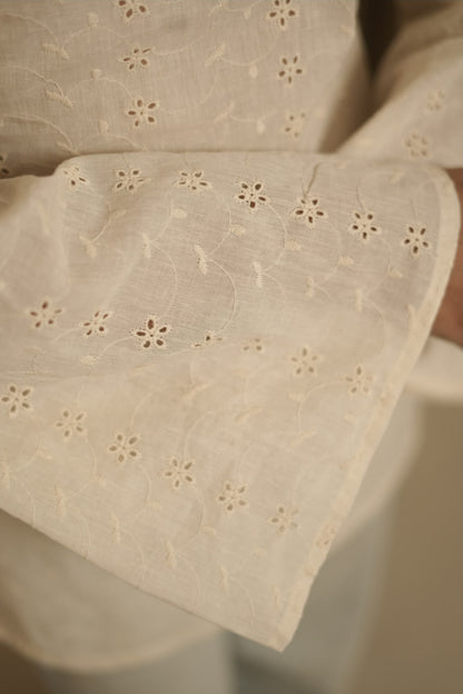 Saanjh chikankari off white corset Kurti